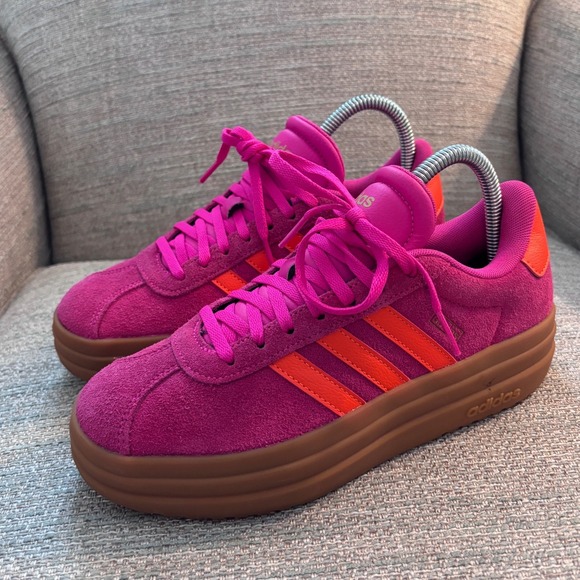 adidas Shoes - Adidas Gazelle Bold Pink Orange Suede Platform Sneakers ID6991 Womens 6